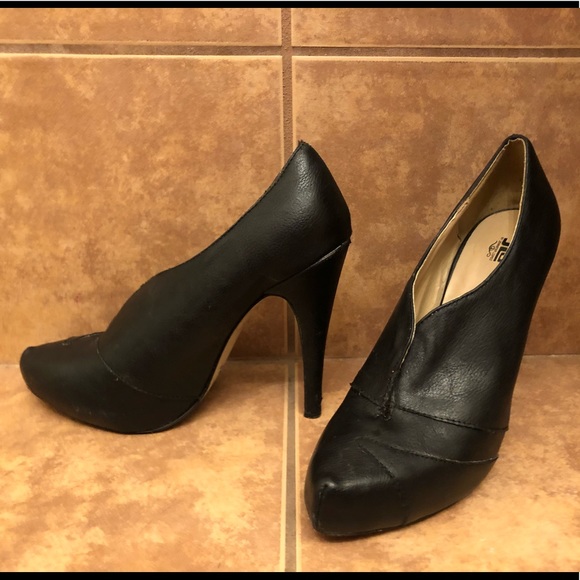 JENNIFER LOPEZ Black Leather Bootie Heel Platform - Picture 2 of 8